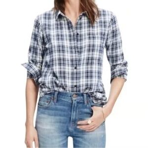 Madewell Blue and White Plaid Shirt